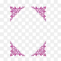 矢量紫色四角花朵边框竖框