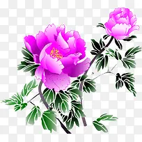 创意高清合成手绘紫色的花卉