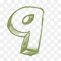 绿色数字9