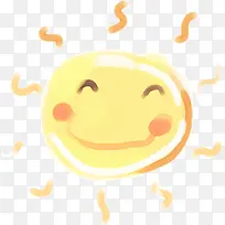 黄色卡通水彩设计太阳笑脸