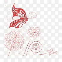 装饰手绘线条花卉