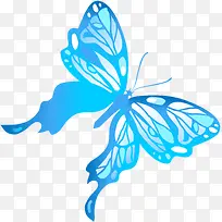 蓝色手绘蝴蝶设计春季
