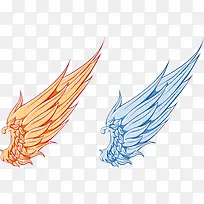 2种颜色翅膀矢量图