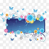 蓝色花朵边框