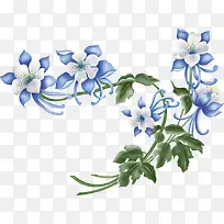 彩绘蓝色花朵花枝