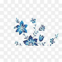 花朵手绘蓝色
