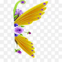 绿色翅膀蓝色花朵儿童节海报