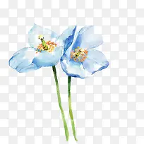 蓝色水墨花朵创意