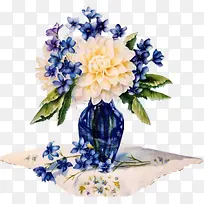蓝色花朵插花
