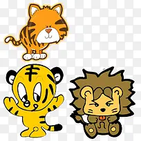 卡通老虎与狮子