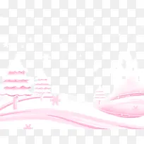 粉色可爱系雪地雪松装饰插画
