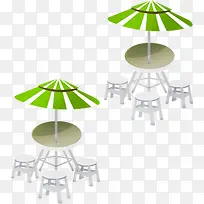 绿色手绘雨伞造型