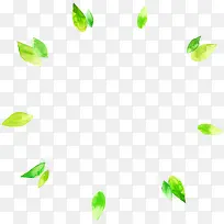 手绘绿色树叶漂浮花环