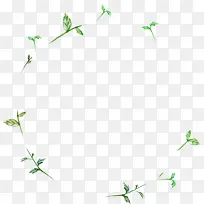 手绘绿色树叶花环装饰