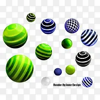 不同纹理绿色小圆球