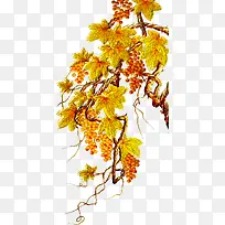 手绘黄色秋季树叶十字绣