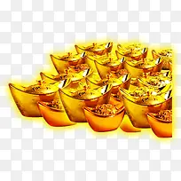 金子财富元宝造型堆积