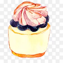 手绘水彩甜品蛋糕素材