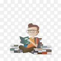 看书的男孩矢量图