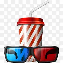 矢量可乐与3D眼镜