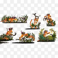 老虎植物图案