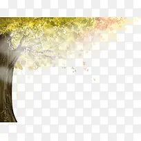 手绘树木清新背景墙素材