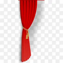 窗帘红色窗帘缠起来的窗帘