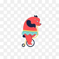 红色小牛骑自行车