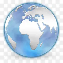 蓝色透明地球图标设计