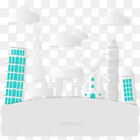 矢量旅行扁平建筑