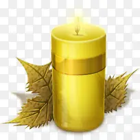 蜡烛黄色蜡烛绿色叶子