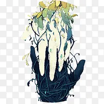 树藤围绕的两只手牵着