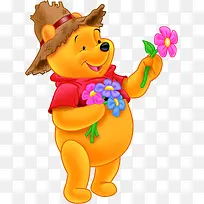 可爱动画人物维尼熊花朵