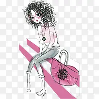 矢量手绘时尚女孩