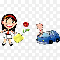 小女孩和小汽车