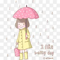 打伞的卡通女孩