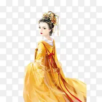 彩绘立绘黄色衣服女子妃子
