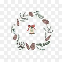 圣诞铃铛花环手绘装饰图案