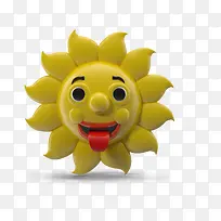 卡通吐舌可爱太阳