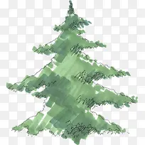 手绘绿色水彩景观植物