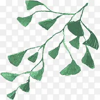 合成水彩效果绿色的草本植物
