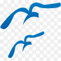 蓝色海鸥水笔画素材