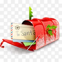 圣诞红色邮箱卡通