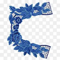 蓝色刺绣花