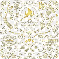 金色婚礼花纹矢量图
