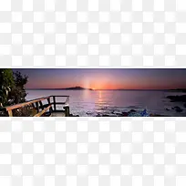 淘宝夕阳栅栏唯美背景banner