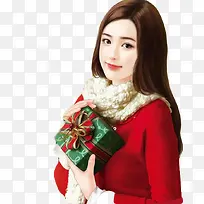 黄色长发收礼物的美女
