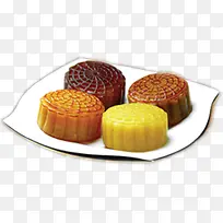 四种颜色不同的月饼中秋节
