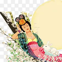 月亮玉兔嫦娥桂花树中秋