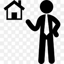 房地产商人和房屋建筑图标